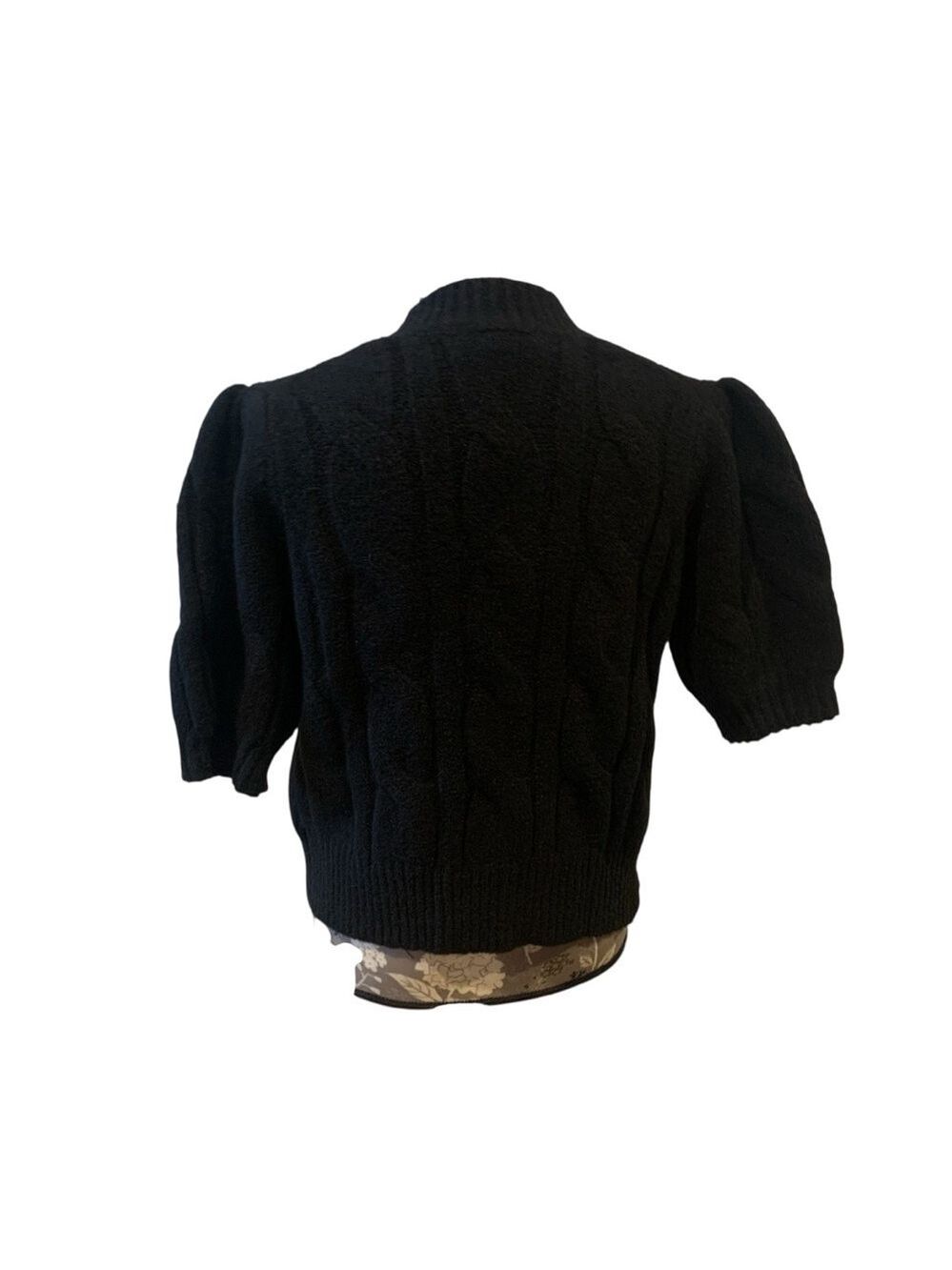 Elegant Black Women's Puff Sleeve  Sweater size medium 8/10 NWT - Picture 3 of 5